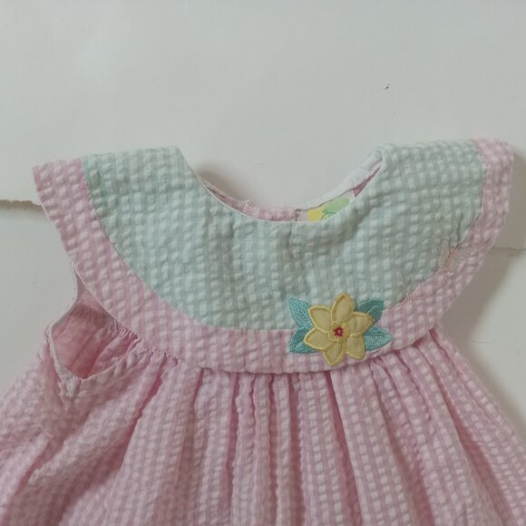 Vintage Sears Baby Pink Checkered Gingham Toddler Dress Sz 2T 24 Months Flower - Picture 2 of 15